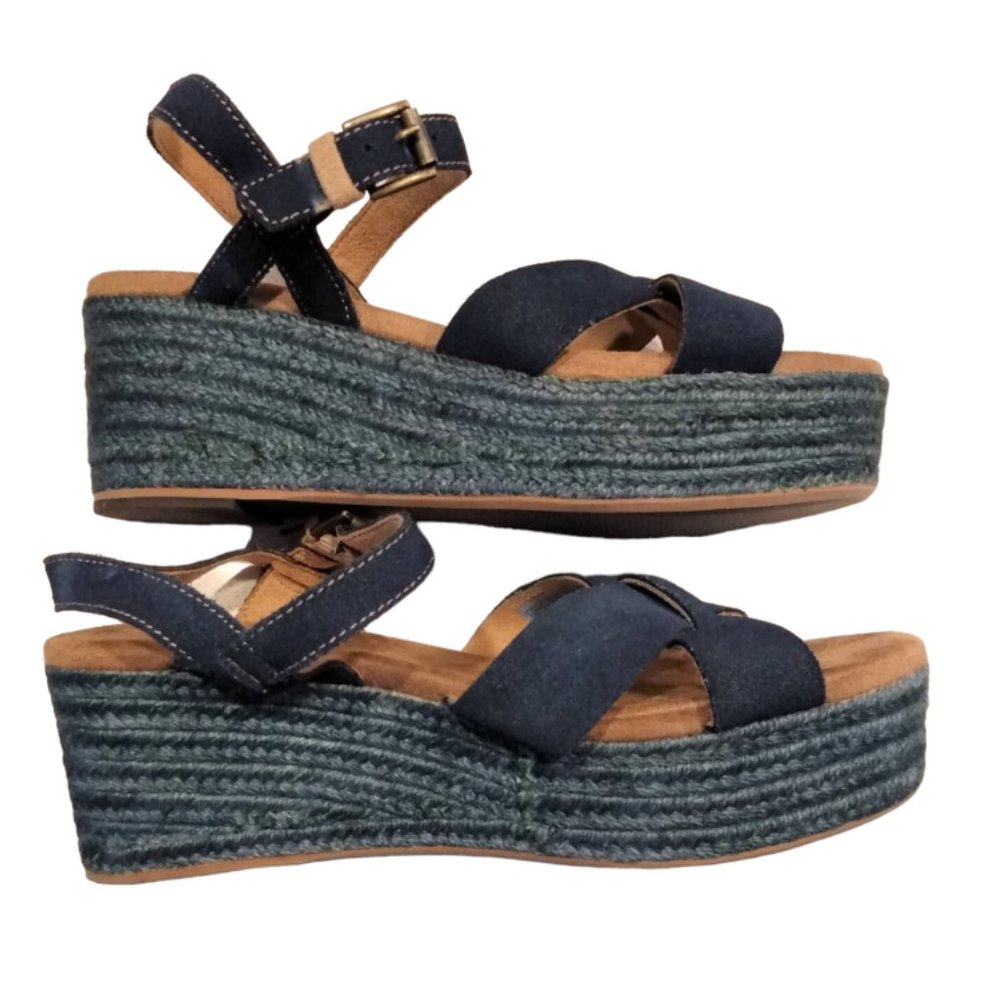 TOMS espadrille wedge platform woven sandals, size 8.5